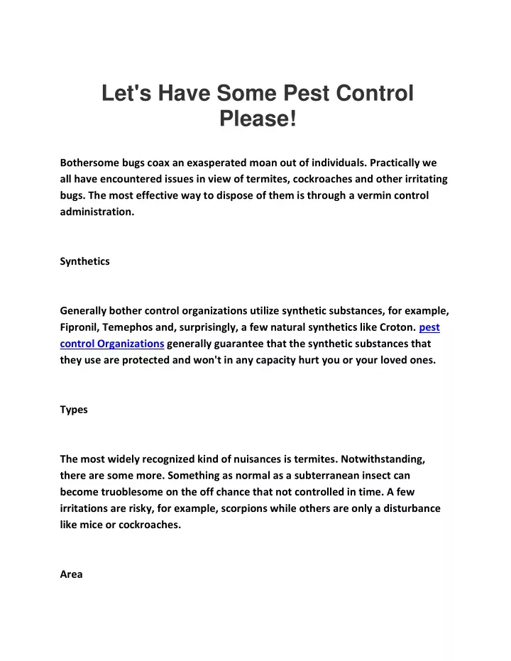 let s have some pest control please