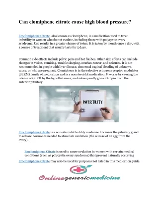 can clomiphene citrate cause high blood pressure