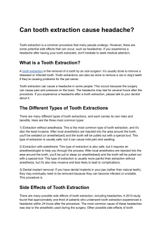 Can tooth extraction cause headache