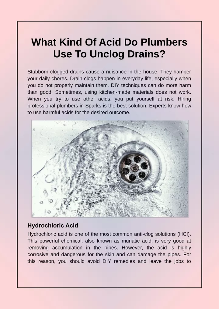 what-kind-of-acid-do-plumbers-use-to-unclog-drains