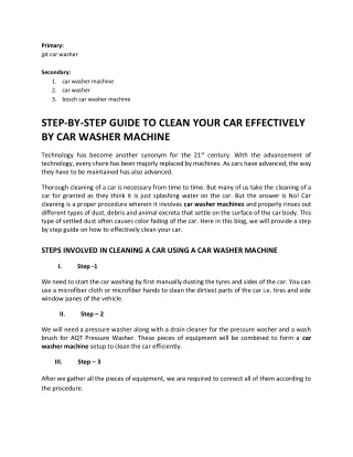 STEP-BY-STEP GUIDE TO CLEAN YOUR CAR EFFECTIVELY BY CAR WASHER MACHINE