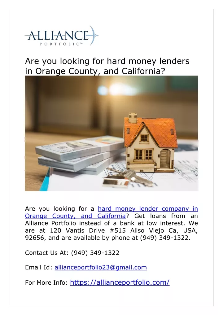 are you looking for hard money lenders in orange