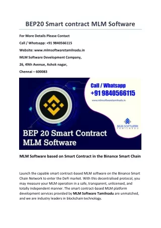 bep20 smart contract mlm software