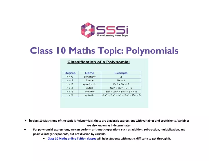class 10 maths topic polynomials