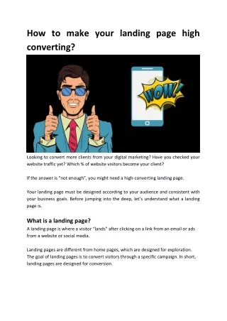 how to make your landing page high converting