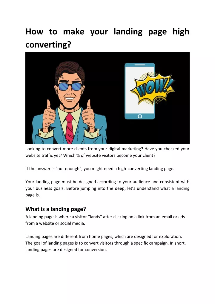 how to make your landing page high converting