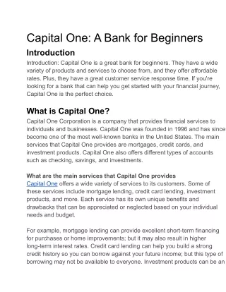 Capital One A Bank for Beginners