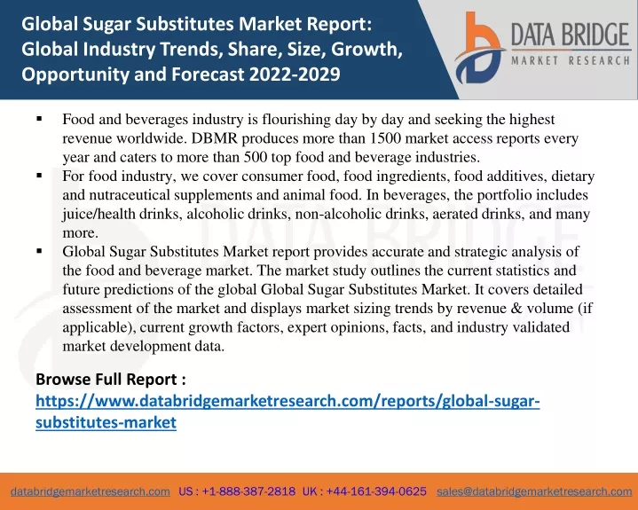 global sugar substitutes market report global