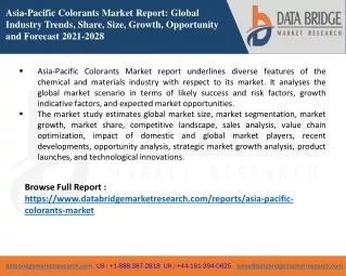 Asia-Pacific Colorants Market is Expected to Reach CAGR of 7.70% in the Forecast