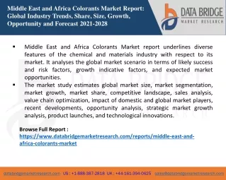 Middle East and Africa Colorants Market is Expected to Reach CAGR of 6.9%