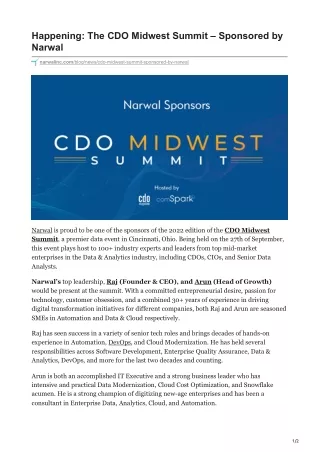 narwalinc.com-Happening The CDO Midwest Summit  Sponsored by Narwal