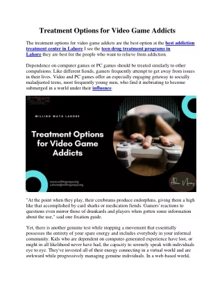 treatment options for video game addicts