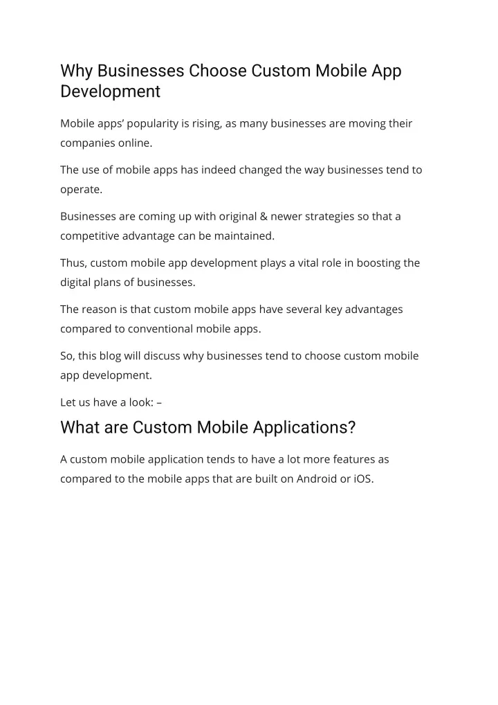 why businesses choose custom mobile
