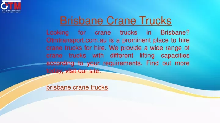 brisbane crane trucks