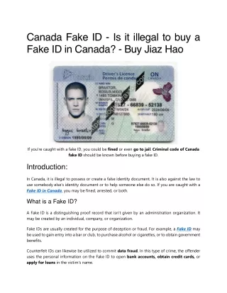 Canada Fake ID - Information & Legal Issues
