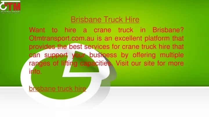 brisbane truck hire