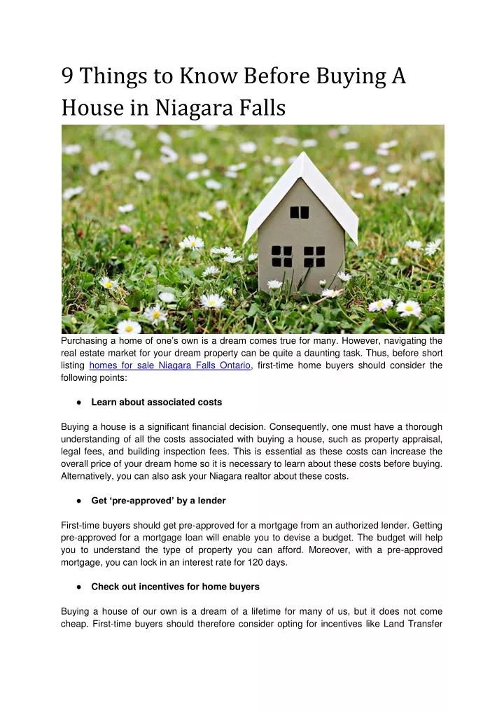 9 things to know before buying a house in niagara