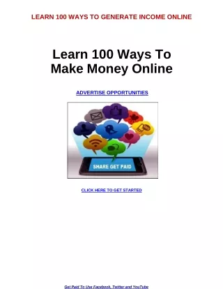LEARN 100 WAYS TO GENERATE INCOME ONLINE