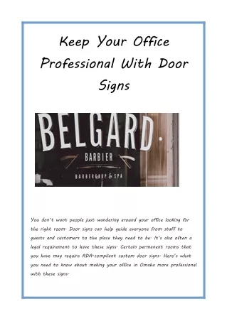 Keep Your Office Professional With Door Signs