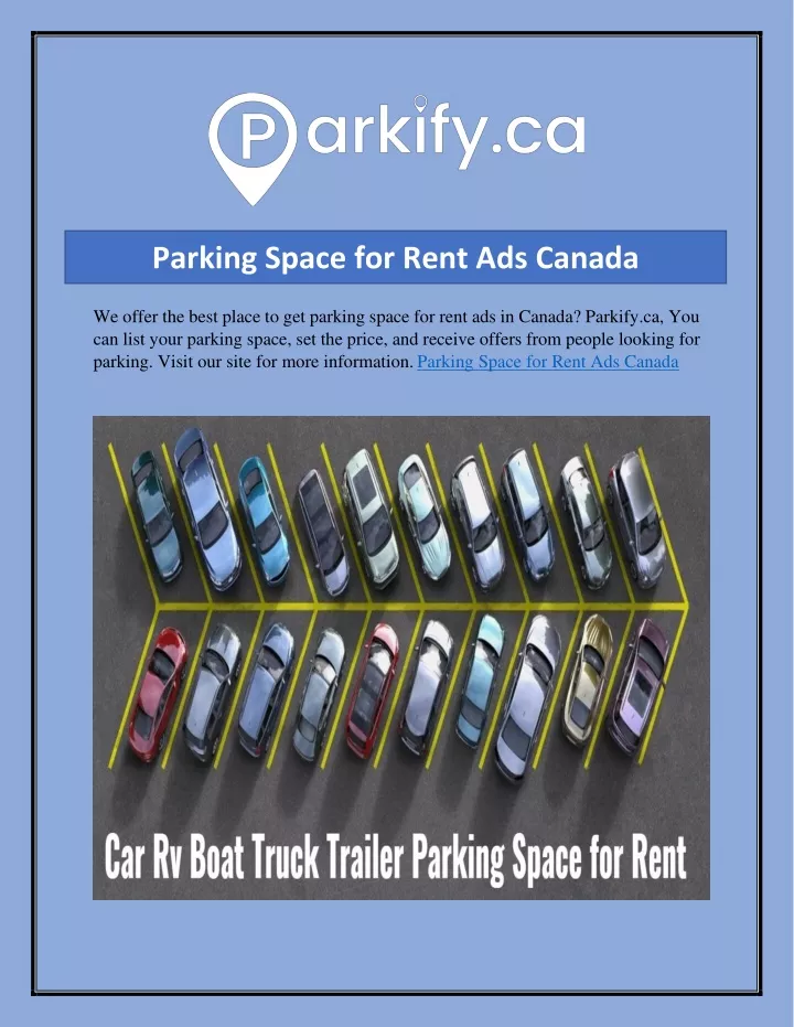 parking space for rent ads canada