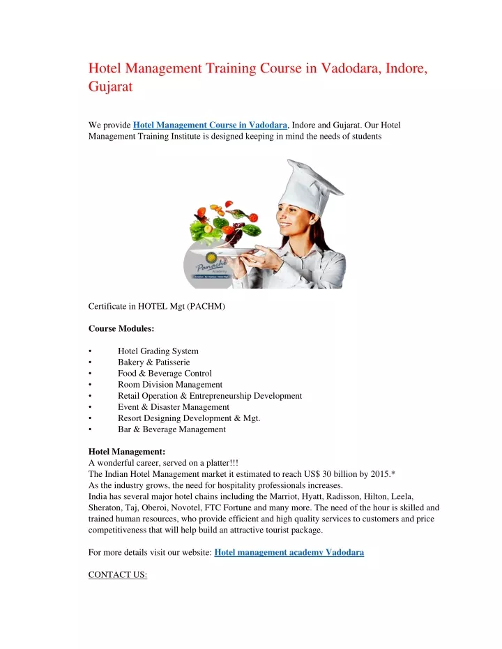 PPT Hotel Management Training Course in Vadodara PowerPoint PPT Hotel Management Training Course in Vadodara PowerPoint
