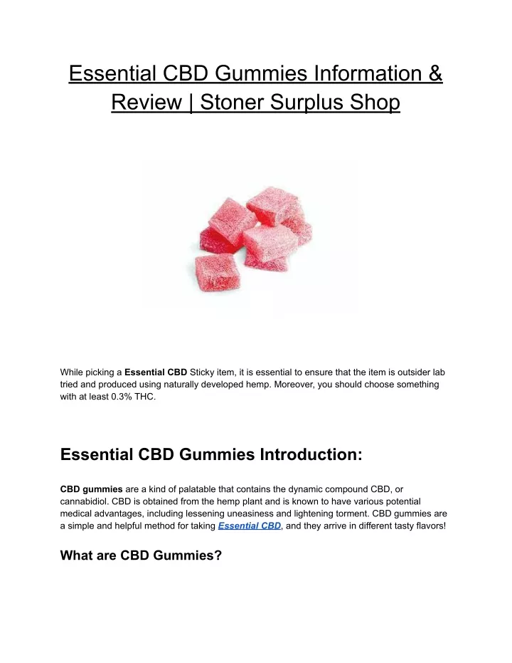essential cbd gummies information review stoner
