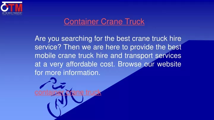 container crane truck