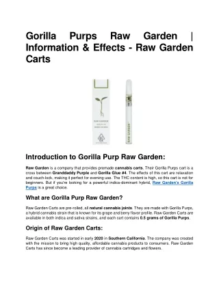 Gorilla Purps Raw Garden - Info - Raw Gardens Carts