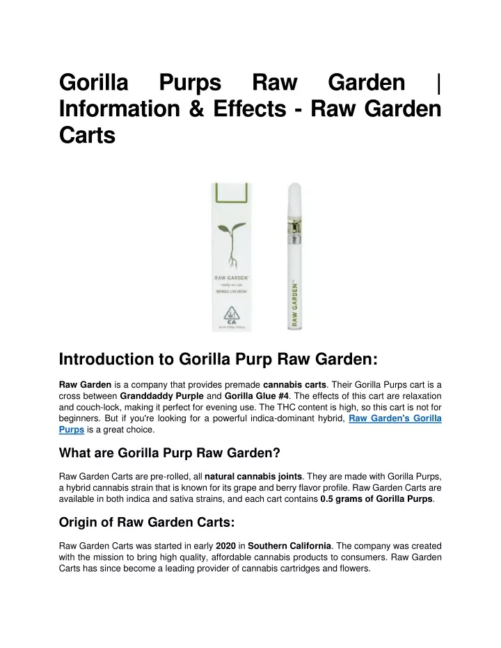 gorilla information effects raw garden carts