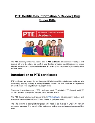PTE Certificates Information & Review | Buy Super Bills