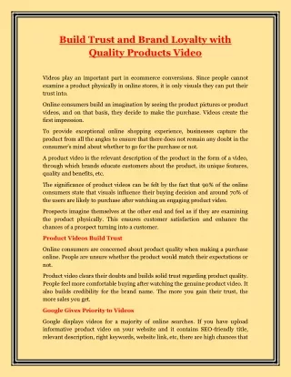 Build Trust and Brand Loyalty with Quality Products Video - San Francisco Green Screen