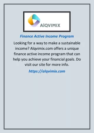 finance active income program
