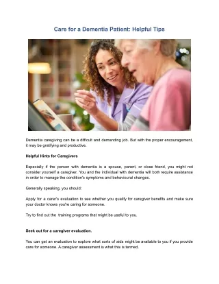 care for a dementia patient helpful tips