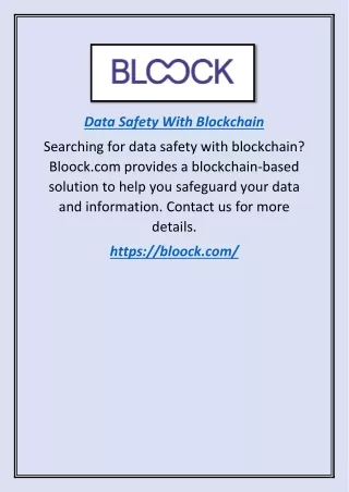 Data Safety With Blockchain