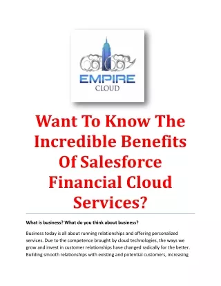 Want To Know The Incredible Benefits Of Salesforce Financial Cloud Service1