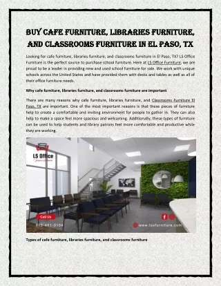 Buy Cafe Furniture, Libraries Furniture, and Classrooms Furniture in El Paso, TX-1