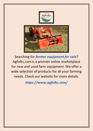 Farmer Equipment for Sale | Agfolks.com