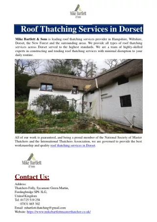 roof thatching services in dorset