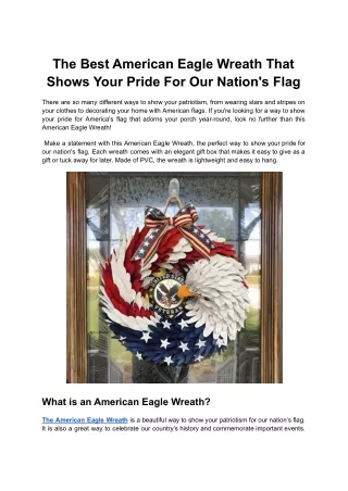 The Best American Eagle Wreath That Shows Your Pride For Our Nation's Flag