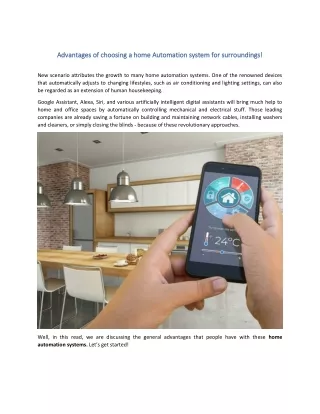 advantages of choosing a home automation system