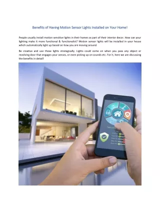 benefits of having motion sensor lights installed