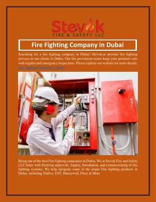 Fire Fighting Company in Dubai  Stevok.ae