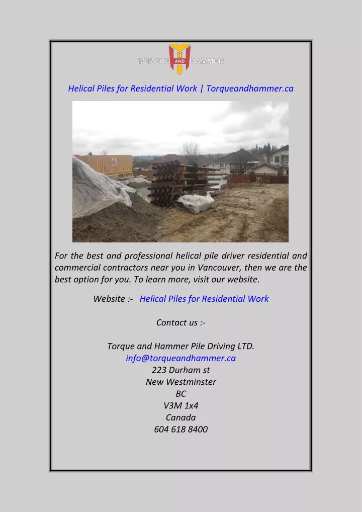 helical piles for residential work