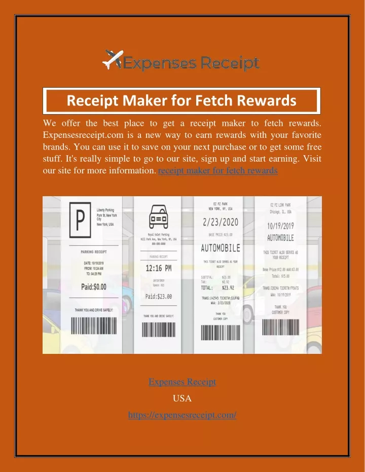 receipt maker for fetch rewards