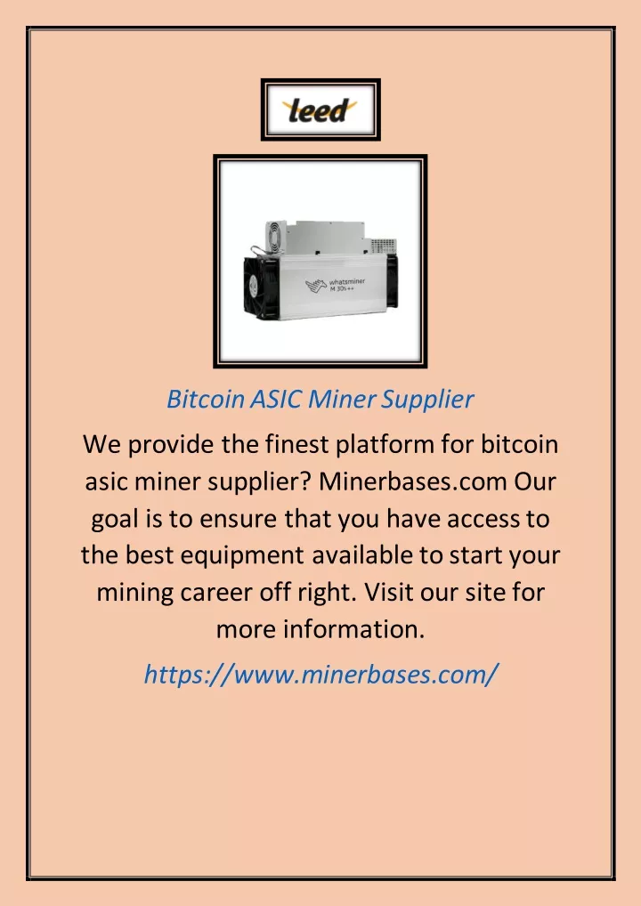 bitcoin asic miner supplier