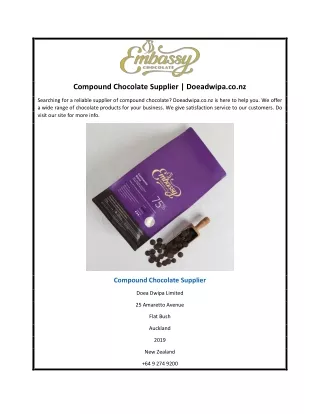 Compound Chocolate Supplier | Doeadwipa.co.nz