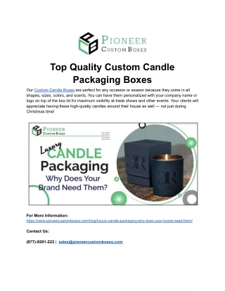 Top Quality Custom Candle Packaging Boxes