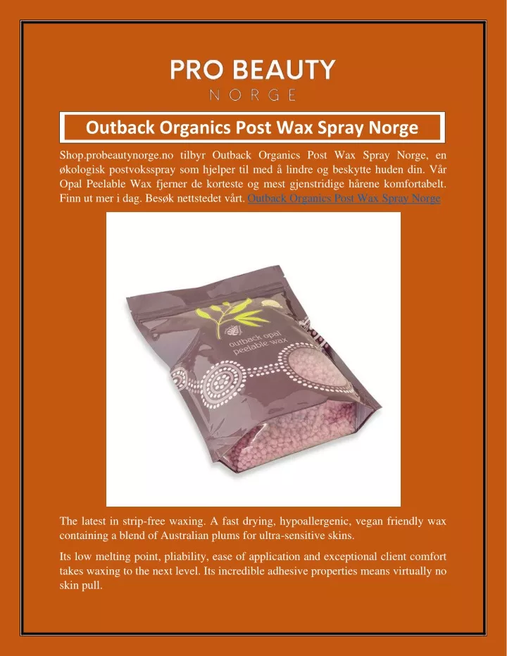 outback organics post wax spray norge