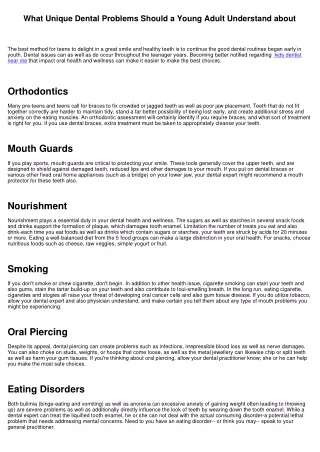 What Unique Oral Issues Must a Teenager Find out about