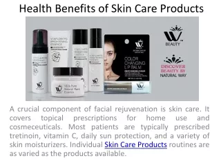 Health Benefits of Skin Care Products